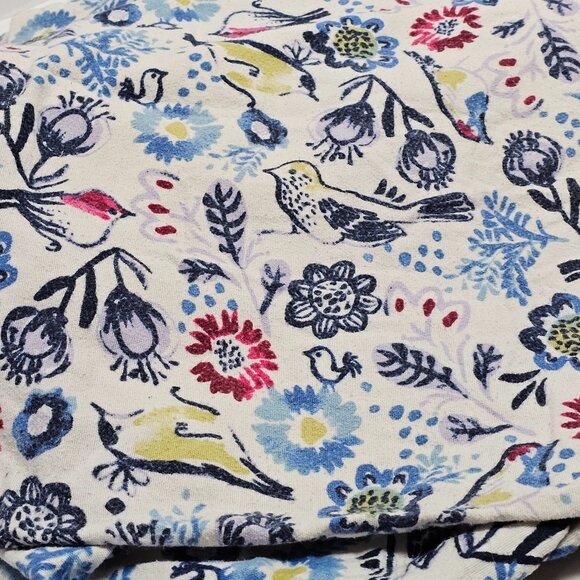 Lands End Bedding Sheet Set Flannel Birds Flowers T Fit S/Q Made in Portugal - Picture 1 of 11